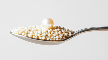 Poster - A spoonful of white rice with a pearl on top