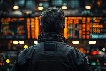 Poster - A stock trader facing the consequences of speculative investments that didn't perform as expected, illustrating the risks of the stock market. Concept of risk management.