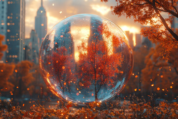 Poster - A stock market bubble building up as investors speculate on overvalued stocks, warning about potential economic consequences. Concept of economics.