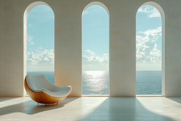 Poster - a minimalist home with open spaces and natural light, reducing distractions and promoting tranquilit