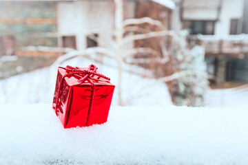 Christmas holiday ornament red gift box