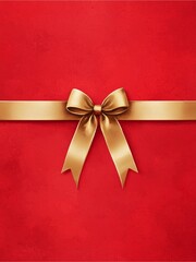 A vibrant red background with a shiny gold ribbon and bow, perfect for festive gifts or special occasions.