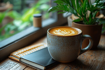 Aufkleber - Remote work images featuring stylish coffee mugs, planners, and tech devices appeal to lifestyle bloggers. Concept of lifestyle branding.