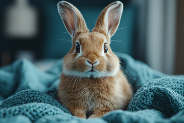 Poster - A rabbit dressed as a doctor reflects the burden of healthcare professionals. Concept of animals in human roles.