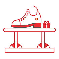 Poster - Festive Christmas Footwear Display Vector Art.