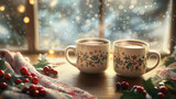Winter Pair of Mugs Background Wallpaper