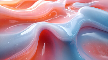 Poster - Colorful abstract fluid patterns resembling intricate textures in pink and blue tones, creating a calming and artistic visual display