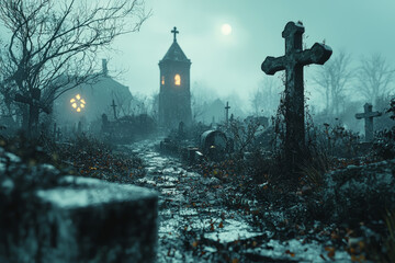 Aufkleber - a graveyard at midnight where the ground begins to shift and hands claw their way out of the earth s