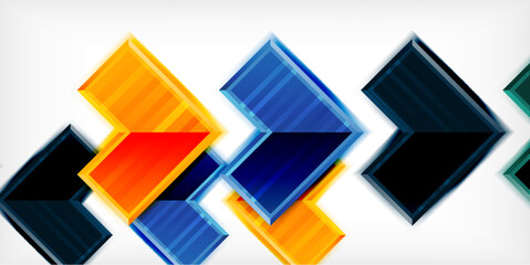 Poster - Arrow symbols created with 3d effects and line texture geometric abstract background