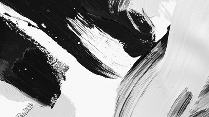 Canvas Print - Abstract Black and White Brush Strokes Artwork