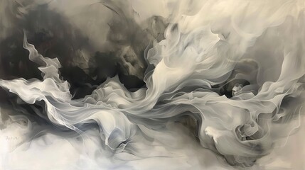 Poster - Ethereal Swirls in Monochrome Tones