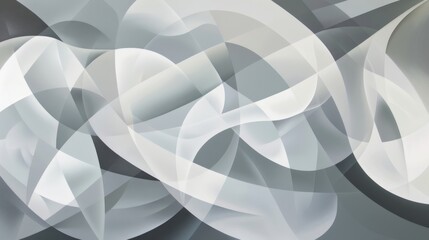 Poster - Abstract Waves of Gray and White in Soft Swirls