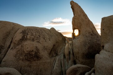 Canvas Print - Rock formations at sunset in Joshua Tree National Park.