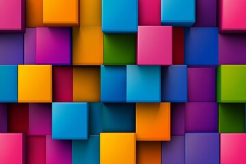 Poster - Colorful blocks in various colors. Blocks are arranged in a way that creates a sense of depth. Colorful geometric background with a pattern of colorful cubes, vector illustration, colorful background,