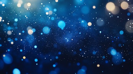 Poster - A stunning abstract background featuring shimmering blue and gold bokeh lights, creating a dreamy and vibrant atmosphere for design projects.