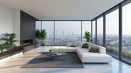 Poster - Smart home appliances being managed remotely through mobile apps in an urban luxury apartment Stock Photo with side copy space