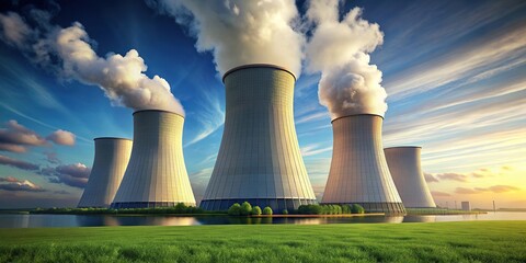 nuclear power plant from a worm's eye view during the day