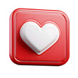 © john - white heart in red square message bubble box 3d icon cartoon style floating on transparency background PNG