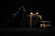 © Родион Бондаренко - black cat sitting near black gift boxes on black background