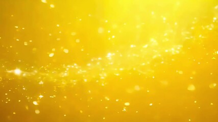 Wall Mural - Whimsical Gold Light Play. Golden bokeh light effect with sparkling particles on a warm yellow background. Abstract festive background with glitter. 4K background material for loop playback