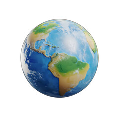 Canvas Print - Earth globe 3d icon cartoon style floating on transparency background PNG