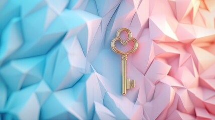Poster - Golden Key on Colorful Abstract Background