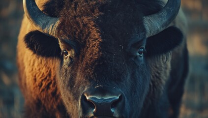 close-up portrait of a bison