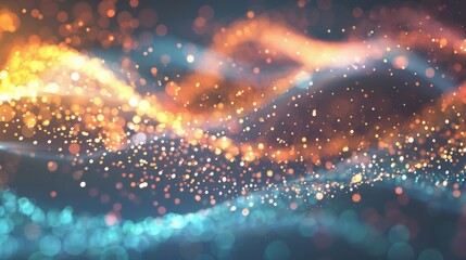 Poster - A mesmerizing abstract composition of glowing orange and blue particles swirling in motion, creating a dynamic and energetic visual effect.