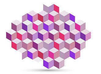 Canvas Print - 3d isometric cubic design vector geometric abstract background, modern city abstraction theme, const