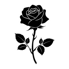 Rose silhouette vector art image isolated white background