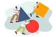 © Valery - Competing business people roll various figures forward, showing different methods to achieve goal