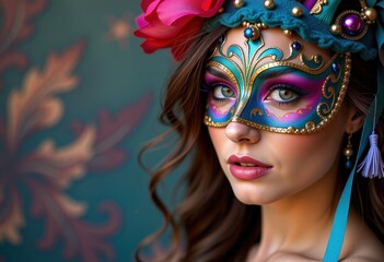 Wall Mural - portrait of a woman in carnival mask