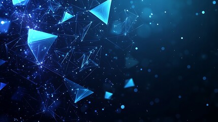 Poster - Abstract blue background with geometric shapes and lines.