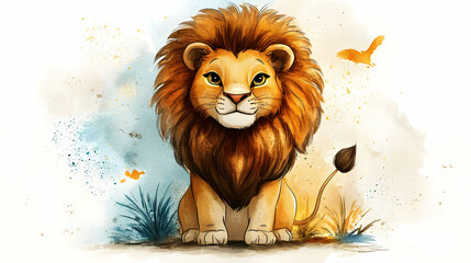 Sticker - A colorful illustration of a lion with a vibrant mane.