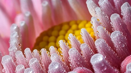Wall Mural - close-up of a pink flower covered in morning dew