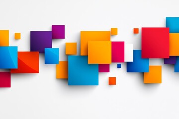 Poster - Colorful background with squares of different colors. The squares are arranged in a way that creates a sense of movement and energy. Scene is vibrant and lively. abstract background with squares