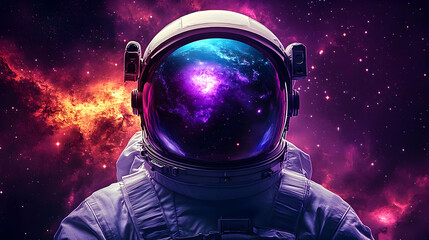 Poster - Astronaut with a cosmic background, blending space and imagination.