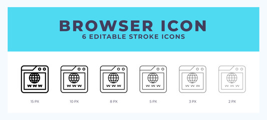 browser icon illustration vector with editable stroke.