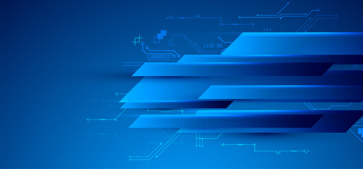 Aufkleber - Abstract technological illustration with neon lights on a dark blue gradient background. This vector was hand drawn.