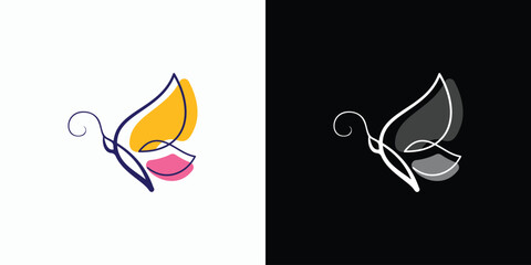 Wall Mural - Butterfly vector logo design with modern, simple, clean and abstract style. Icon for business, beauty and personal branding.