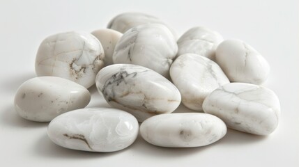 Sticker - Smooth, White, Marbled Stones with Subtle Gray Veining