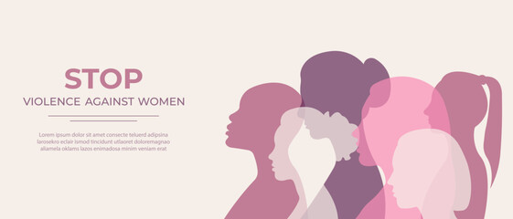 International Day for the Elimination of Violence Against Women. Women.Horizontal banner with silhouettes of women.Vector.