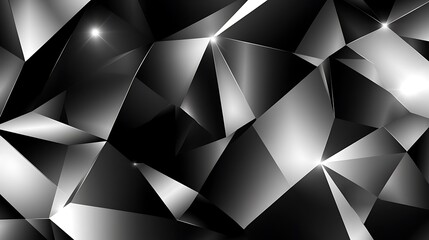 Aufkleber - Abstract geometric black and white background with polygonal shapes and highlights.