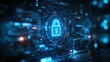 © Zahfran - Blue Padlock Icon Placed on a Futuristic Interface