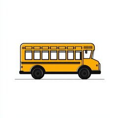 Yellow school bus illustration on white background, perfect for education and child transport themes.