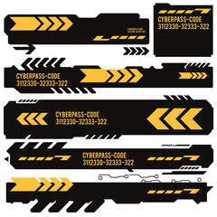 Wall Mural - cyberpunk y2k 2000s gaming futuristic icon pattern set collection template hud for branding fashion 
