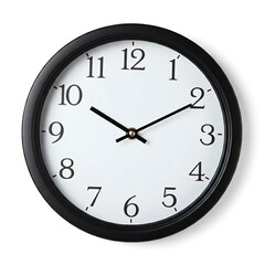 A simple wall clock with a white face, black numbers, and a black frame.