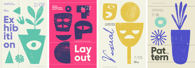 Poster - minimalist brutalist design with naive art-inspired typography. suitable for banners, media, and ret