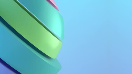 Fototapete - Color animation of a volumetric sphere with separate layers of blue, green and pink colors. The light background emphasizes the purity and minimalism of the composition. 3d rendering 4K