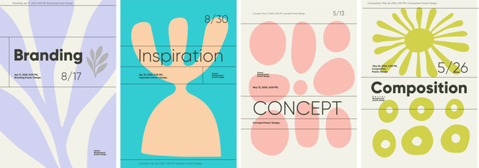 Poster - typography poster in brutalist style with minimalist shapes, perfect for festival banners, exhibitio
